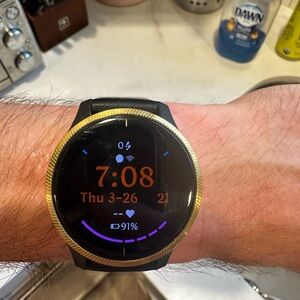 garmin Venu Black Strap with Gold Bezel Smartwatch